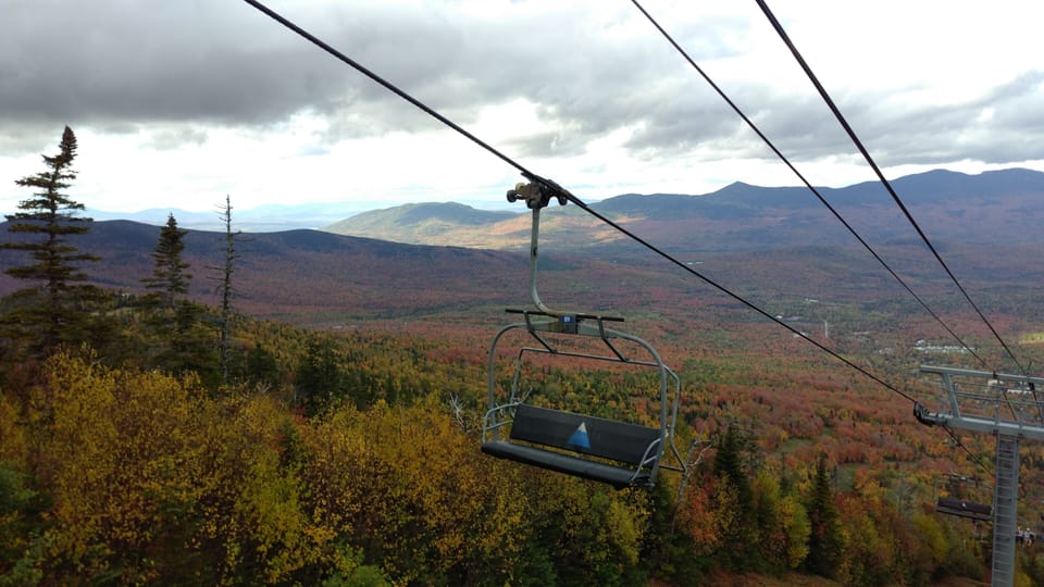 Beautiful colors during an autumn chairlift ride.