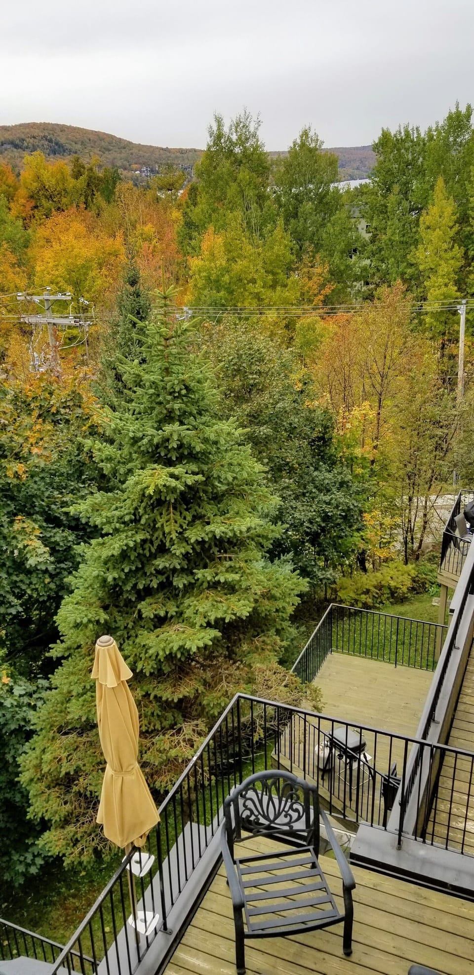 View from the master bedroom balcony onto the lower main balcony.