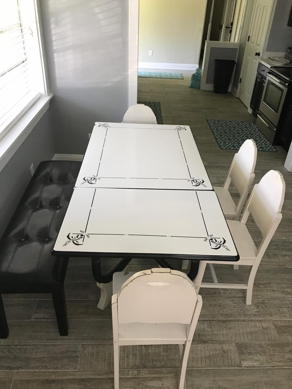 Vintage dining room table to easily seat 6 for dinner or game night
