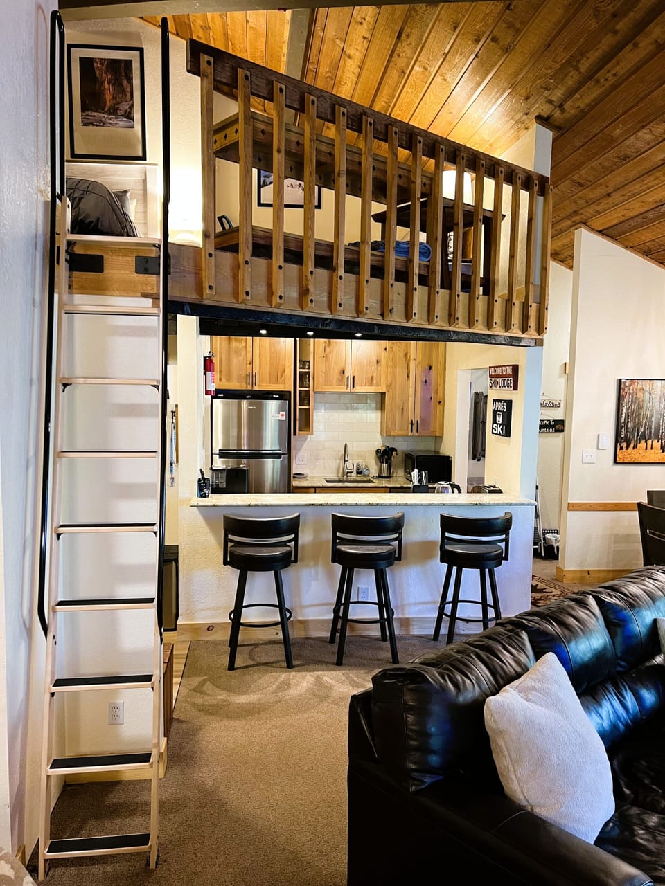 A second photo showing the ladder to access the Loft area