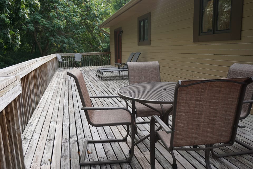 Huge back deck overlooking the forest full of wildlife. 