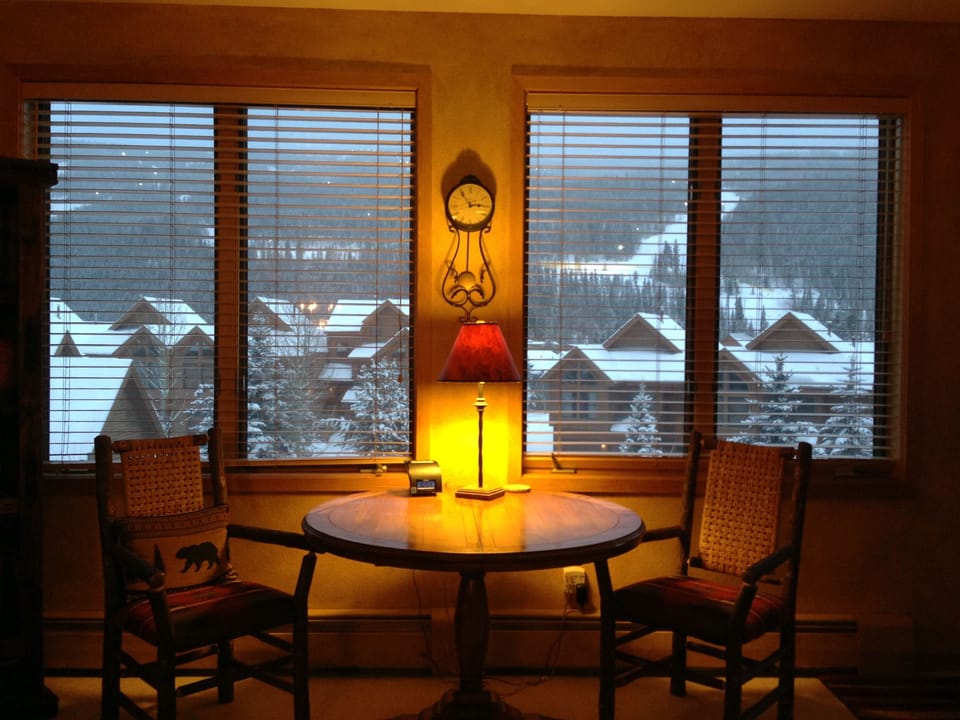 Watch the snow fall and enjoy the Saturday night fireworks from the family room