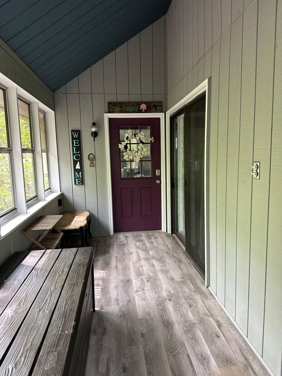 3 season porch on main level, store all your gear here