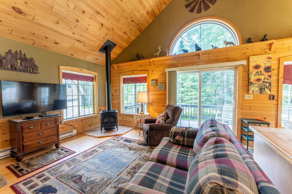 Checkered loveseat updated for a twin sofa bed.