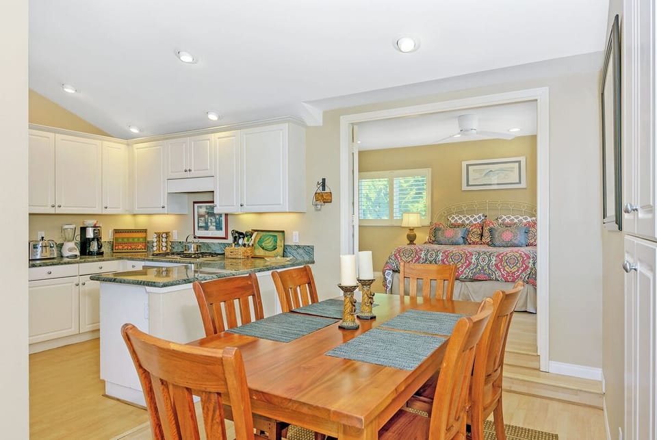View from dining area to master bedroom upstairs.
