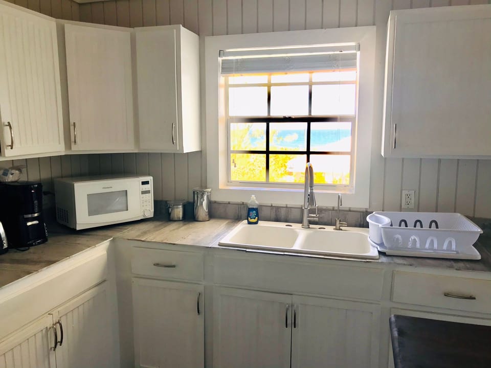 Kitchen has ocean views