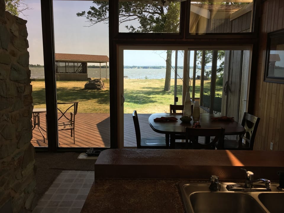 View of the lake from the kitchen sink