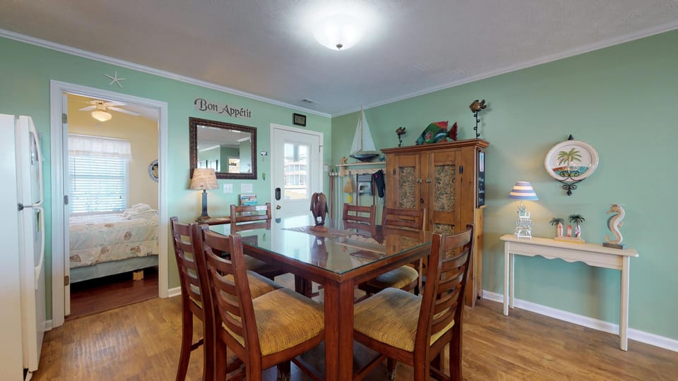 kitchen view towards queen bedroom