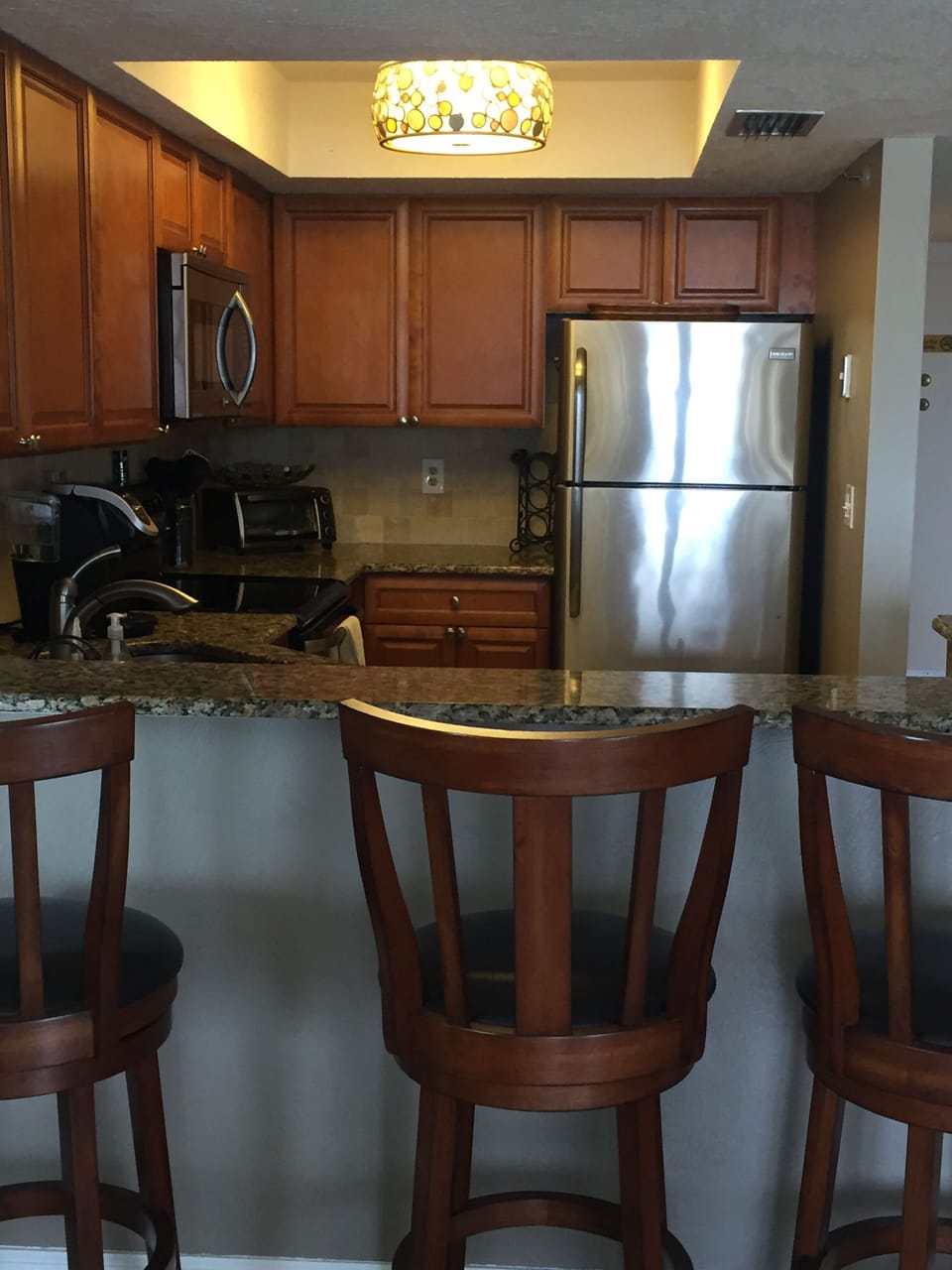Bar overlooking the kitchen