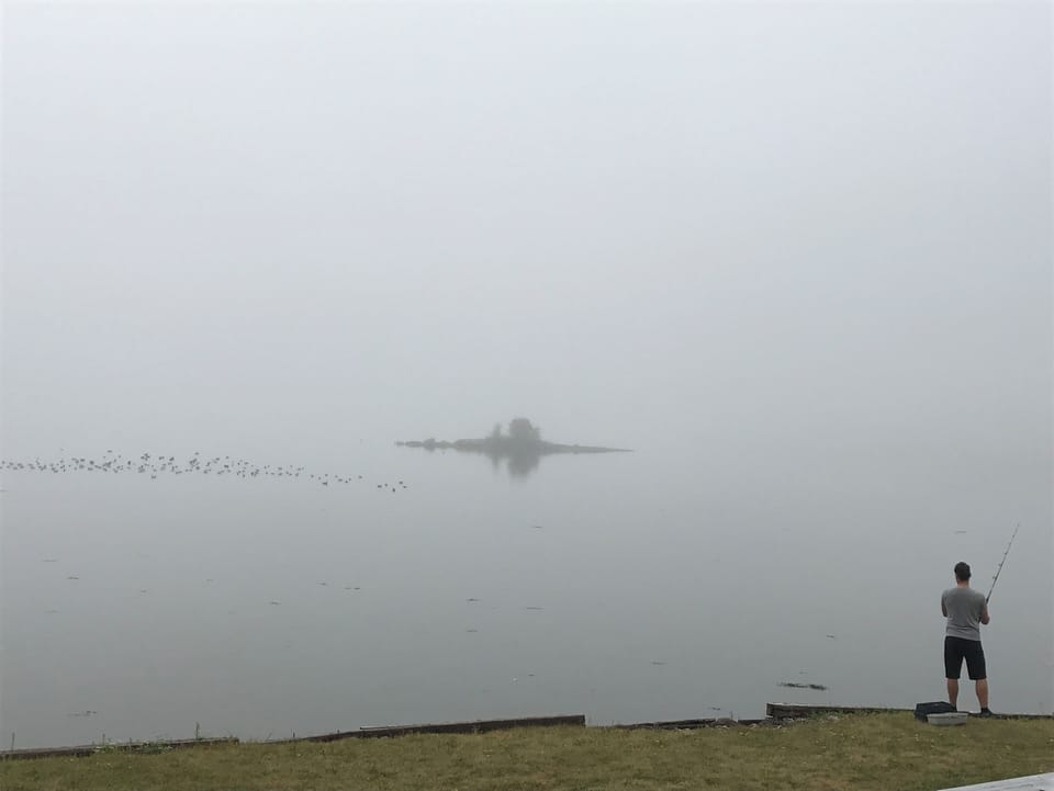 Early morning fishing off the front lawn