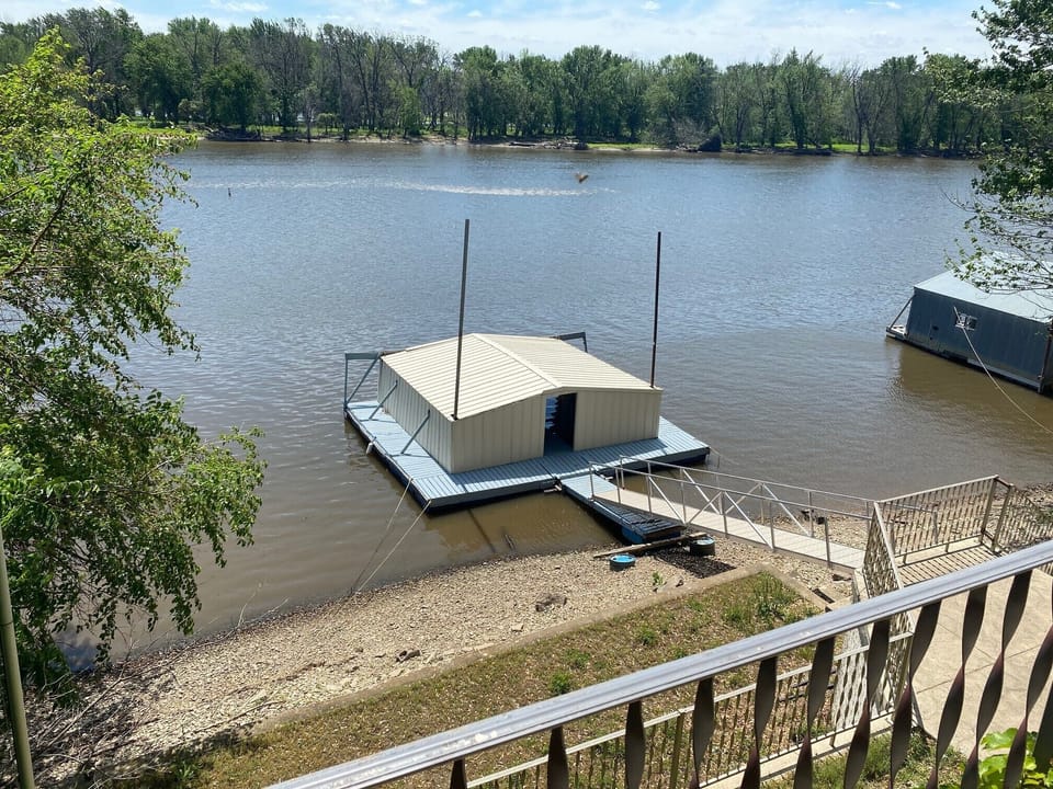 Boat parking for two boats outside shed; fishing access from dock 