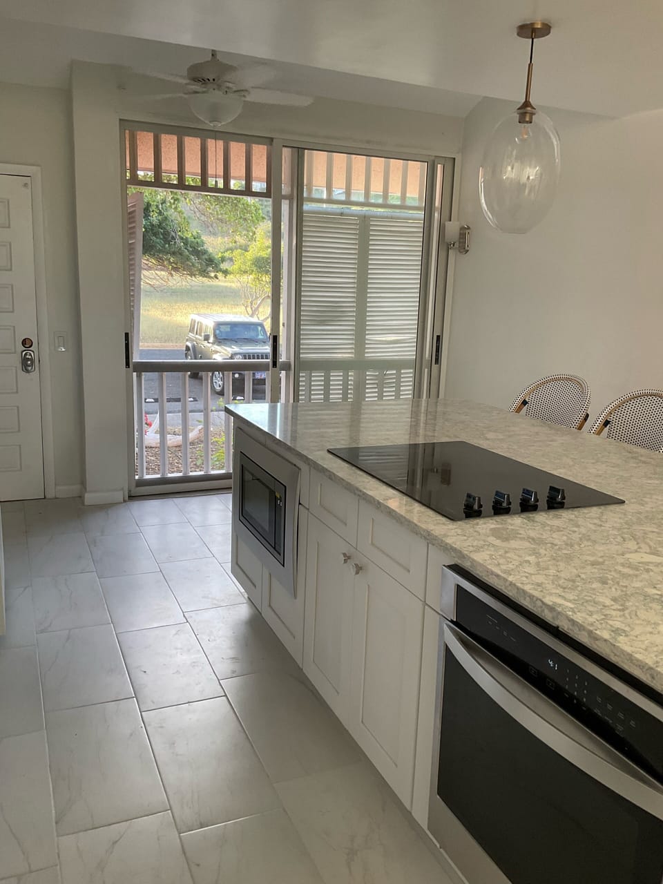 View of kitchen island
