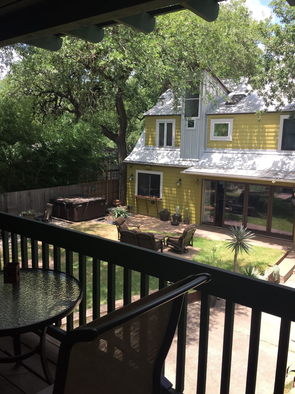 View from patio; shared backyard space.  