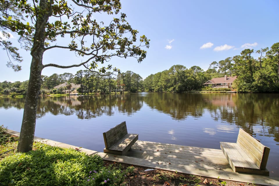 Dock & view of Lagoon.  Past guests have said they could sit out here forever!!