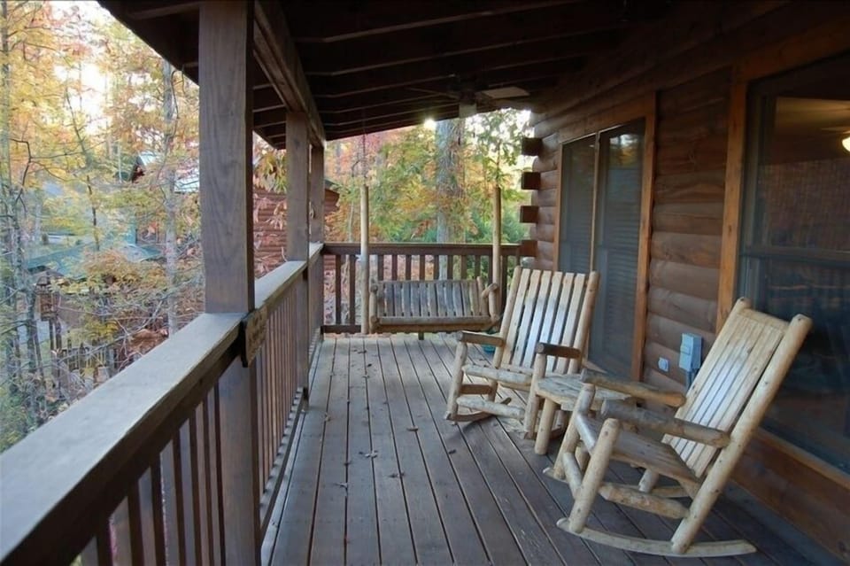 A great view of Mt. LeConte from the hot tub or rocking chairs and porch swing