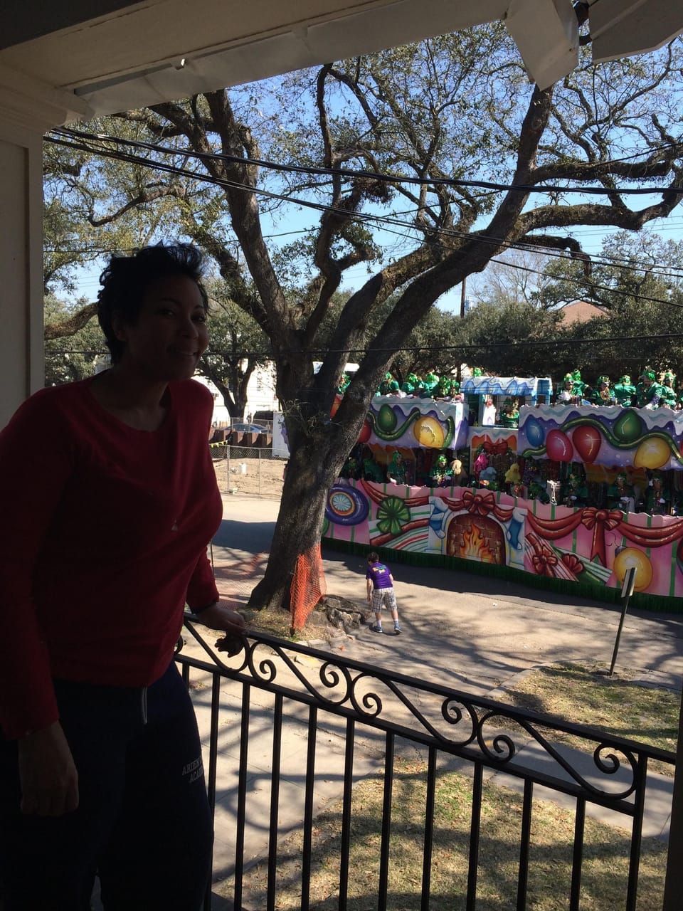 Mardi Gras Day parades happen at the end of our driveway!