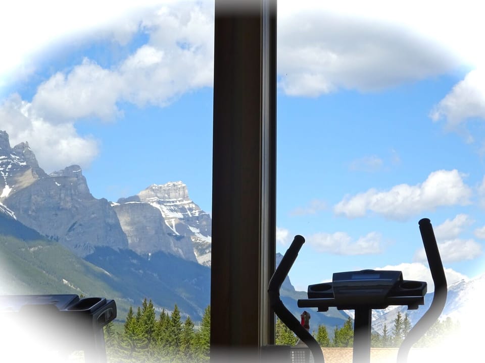 Enjoy the Rundle Range while working out.