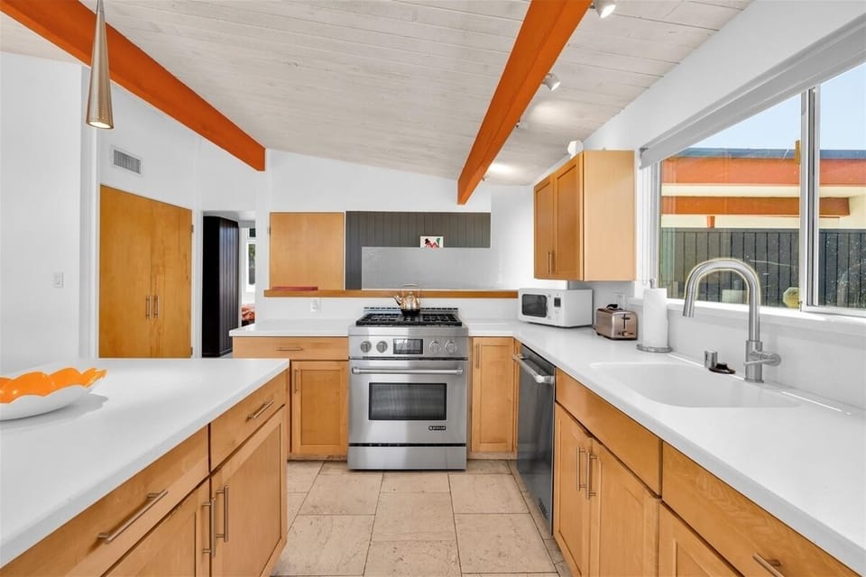 Kitchen with high end stainless steel appliances