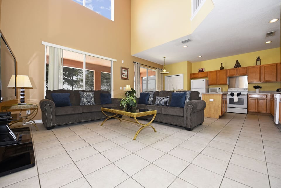 Open family room and kitchen