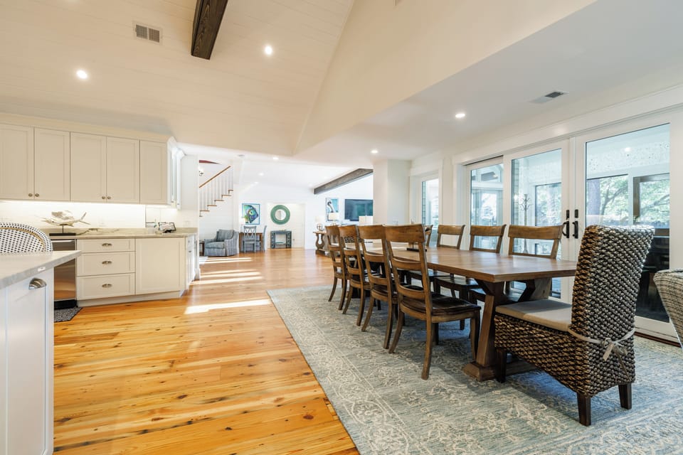 Dining Table in Kitchen Accommodates 10