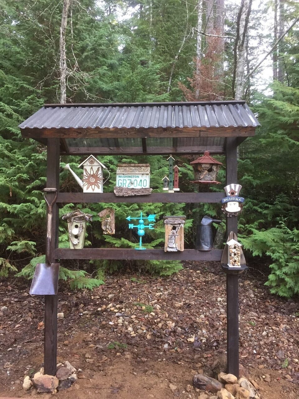 Fire pit bird house shrine