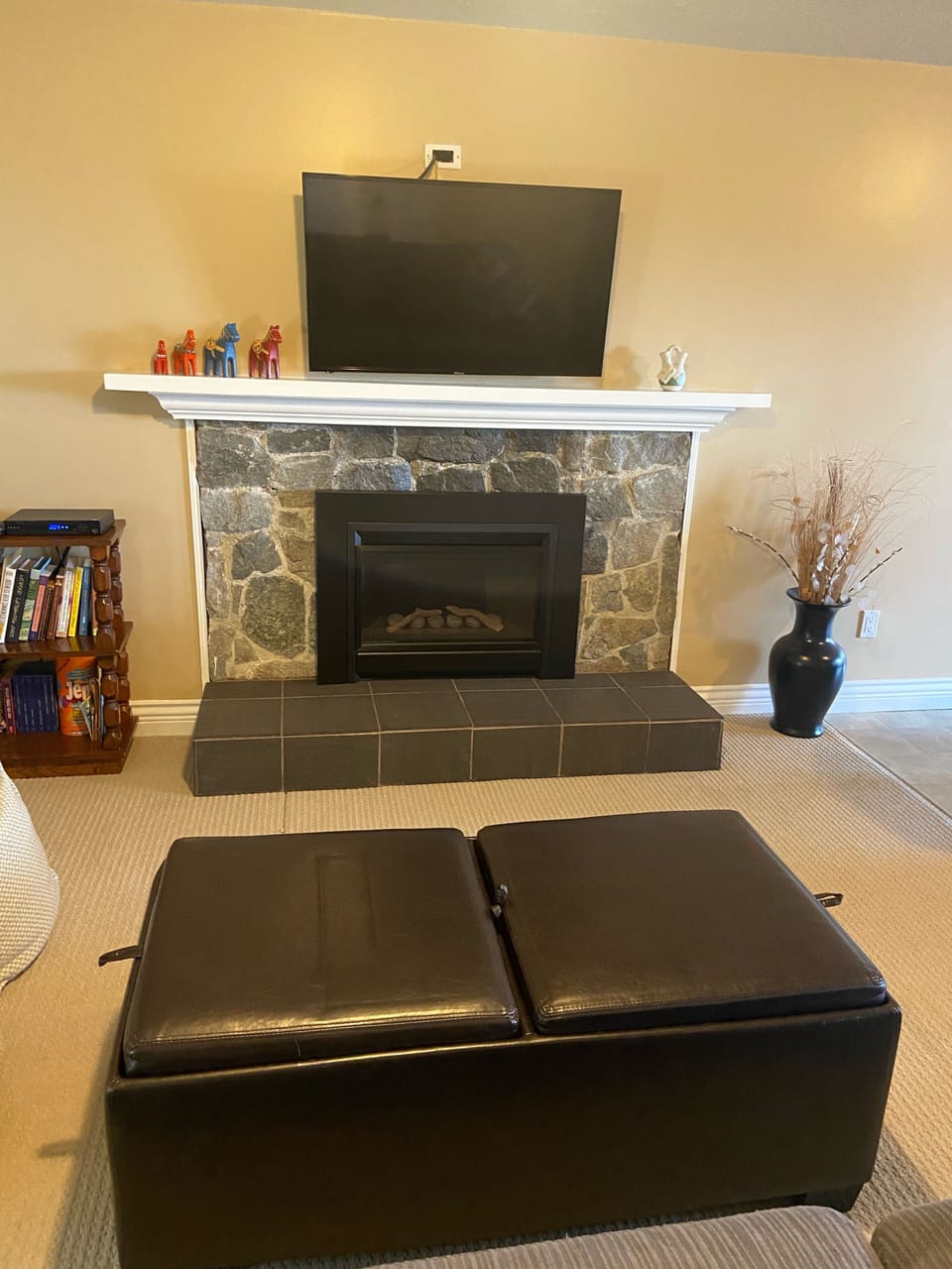 Gas fireplace keeps you nice and cozy!  Flatscreen TV on arm to pivot.