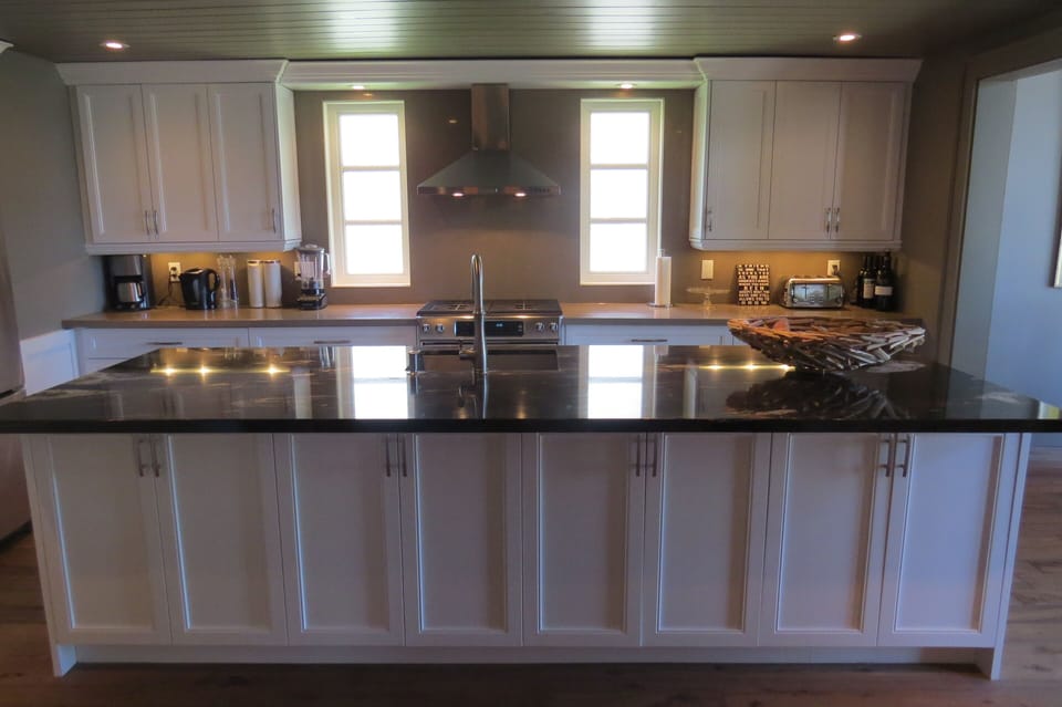 Kitchen Island with Granite Counter top, Stainless Steel Appl. Gas Stove, Micro