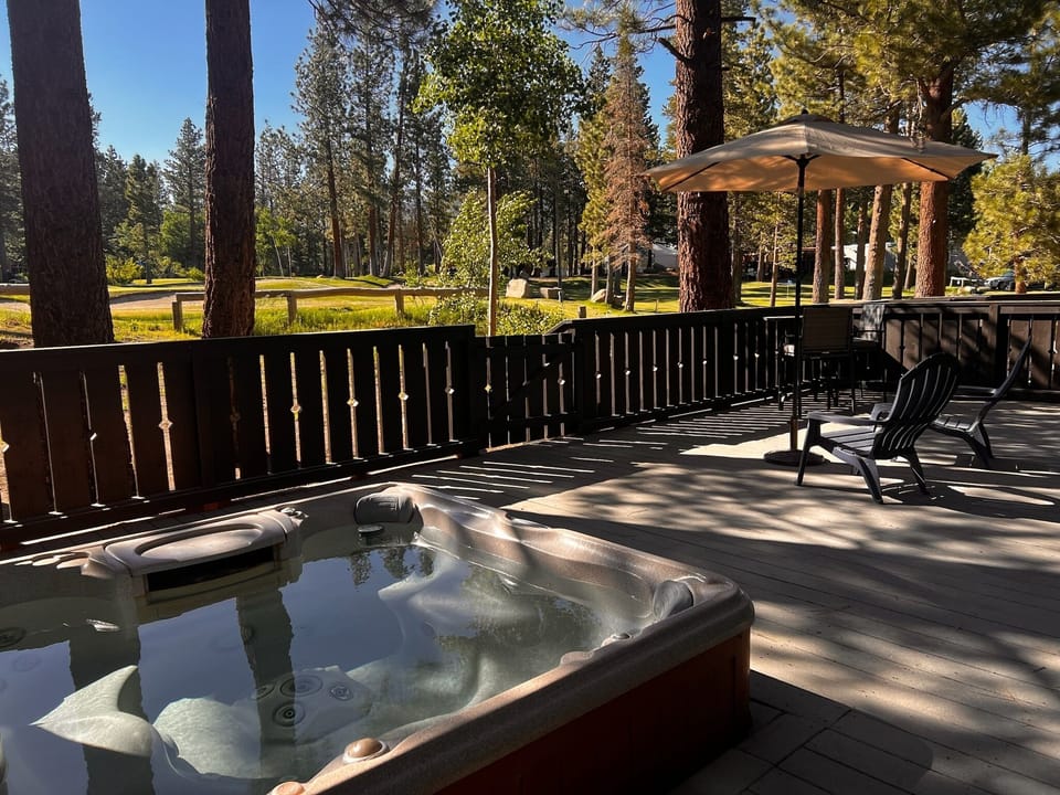 Large deck with private hot tub
