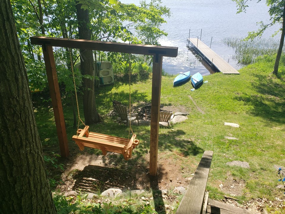 The swing over looks the lake.