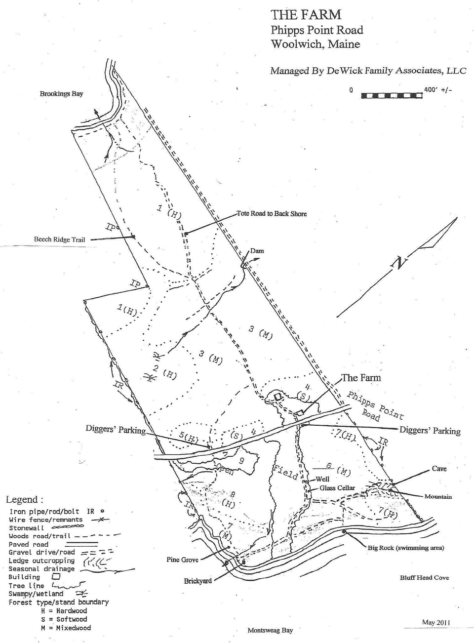 Map of the property with trails and points of interest
