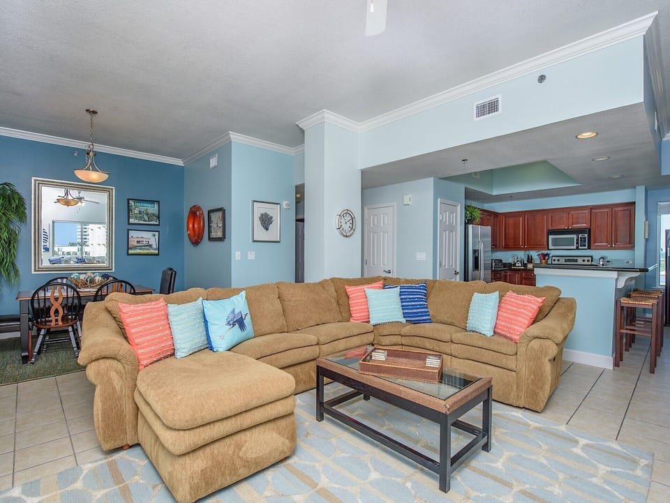 Dining room and kitchen from living room
