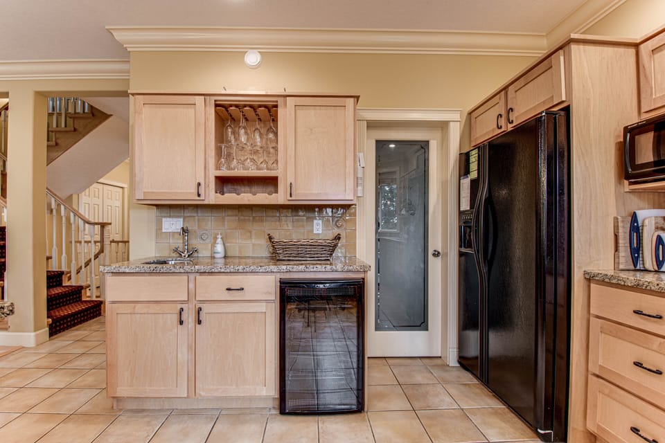 Beverage bar with wine fridge and pantry