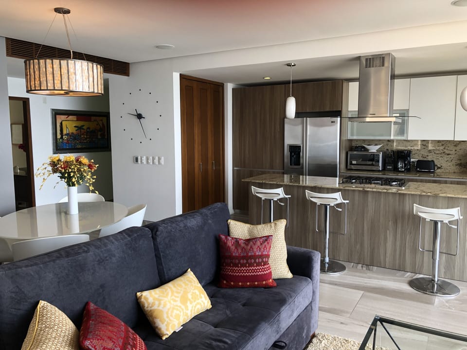 Living Room, Kitchen.