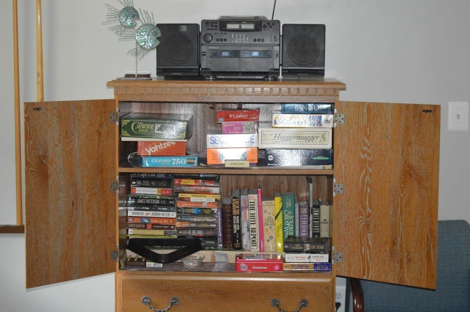 Books, games and puzzles.