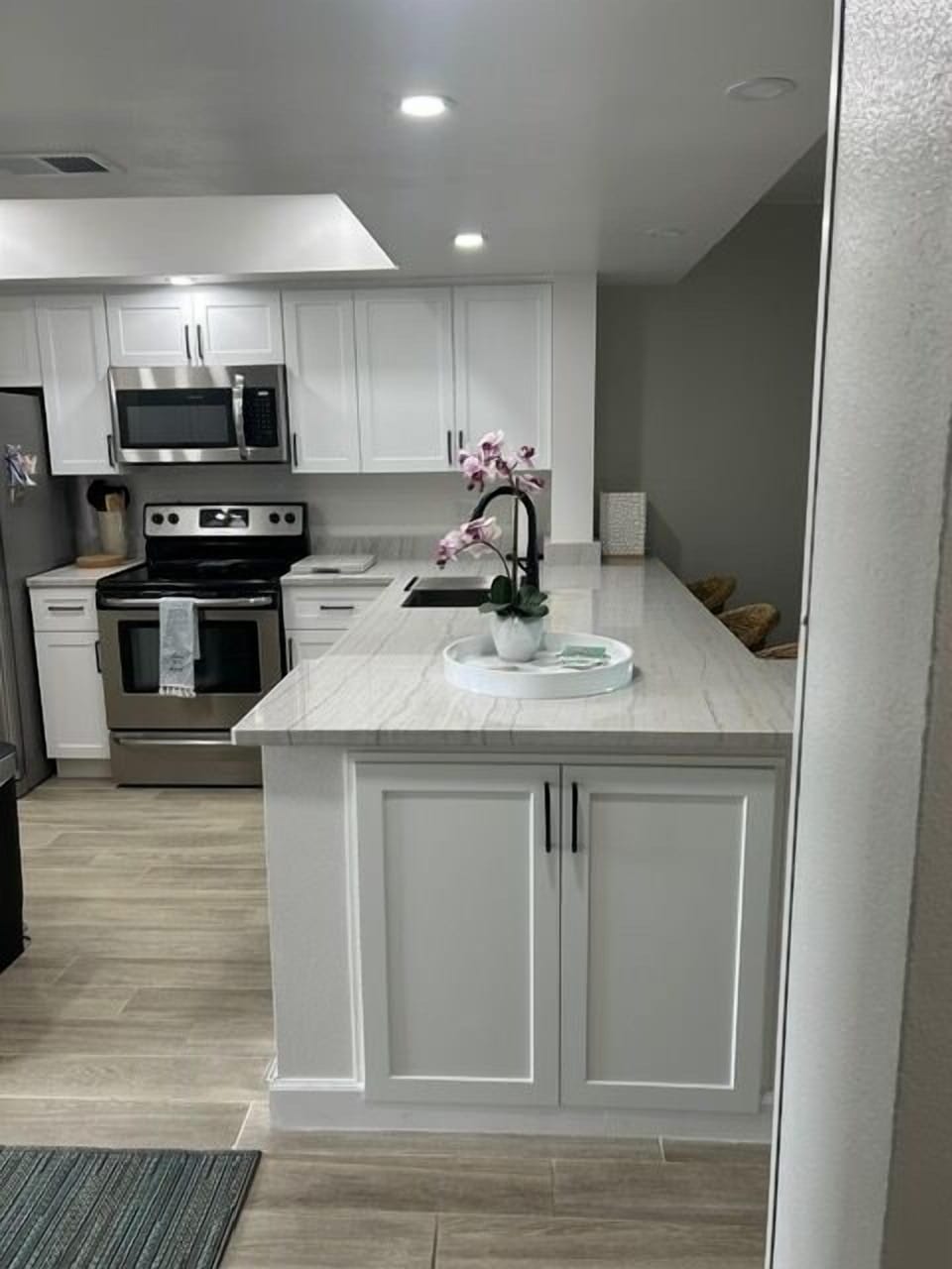 Beautiful open concept  kitchen with quartzite countertop