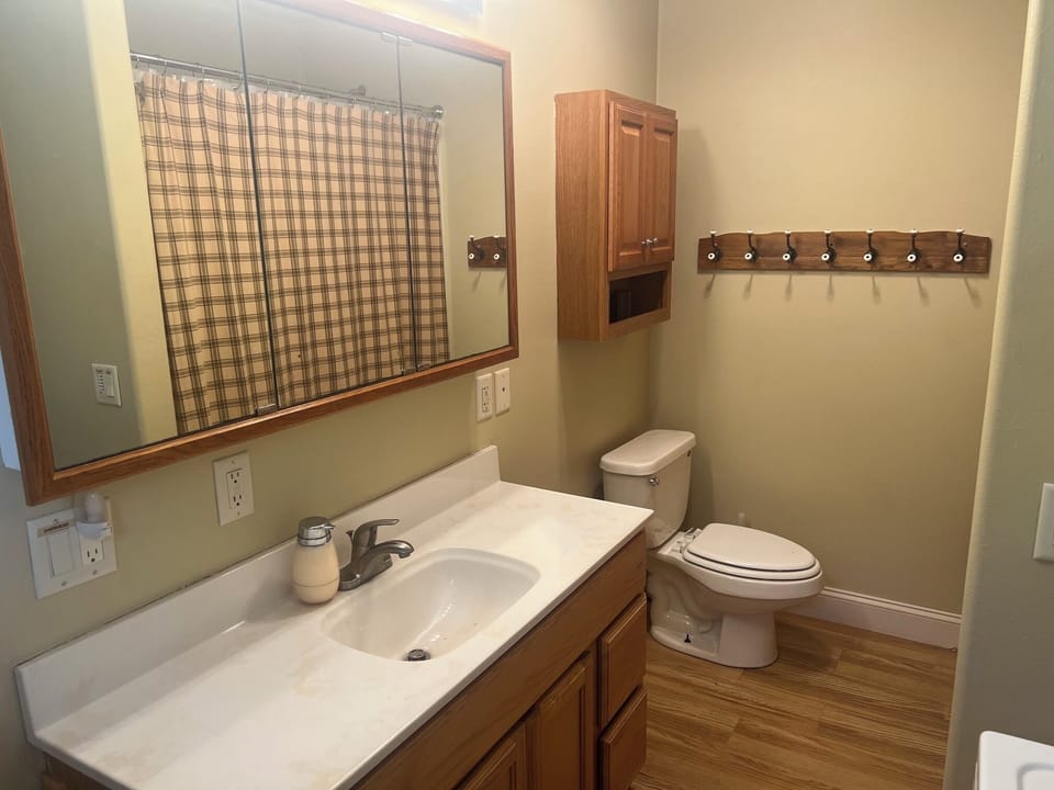 BA #1: Full bathroom with a shower/tub combo. Washer & dryer as well.