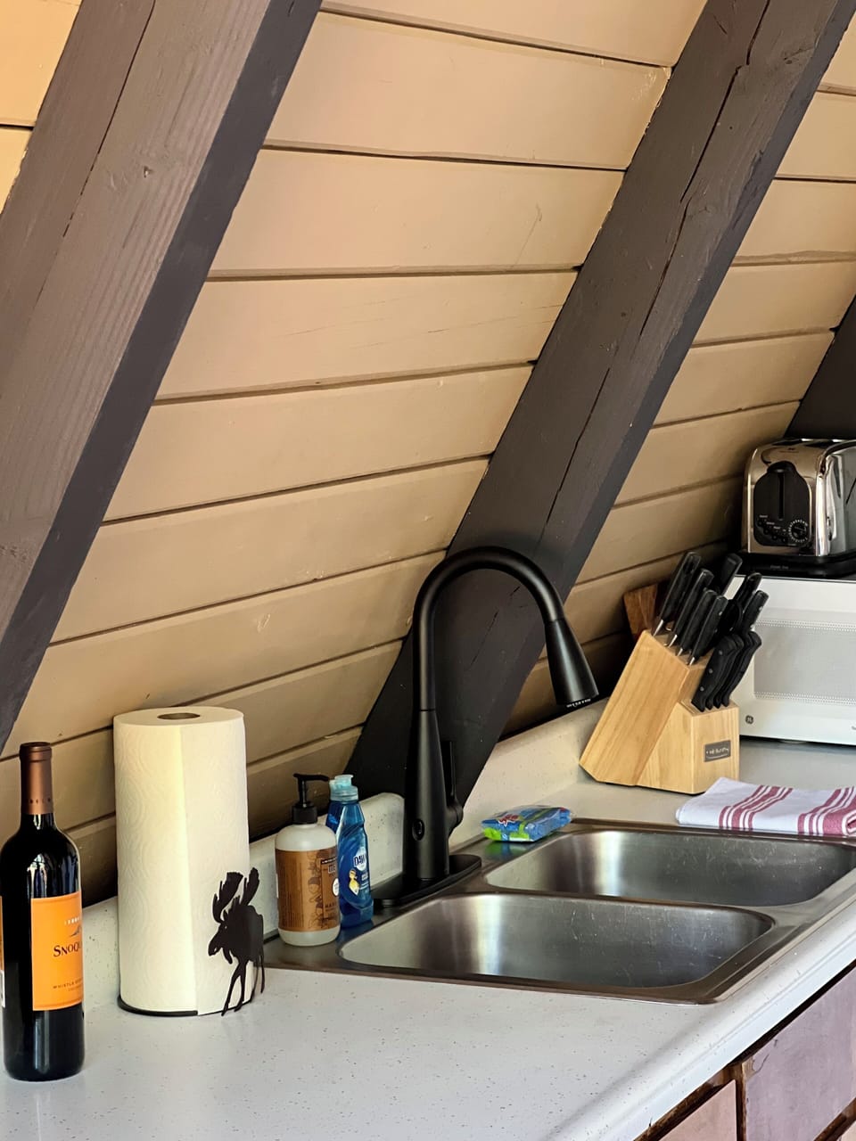 Fully stocked kitchen with full size appliances. 