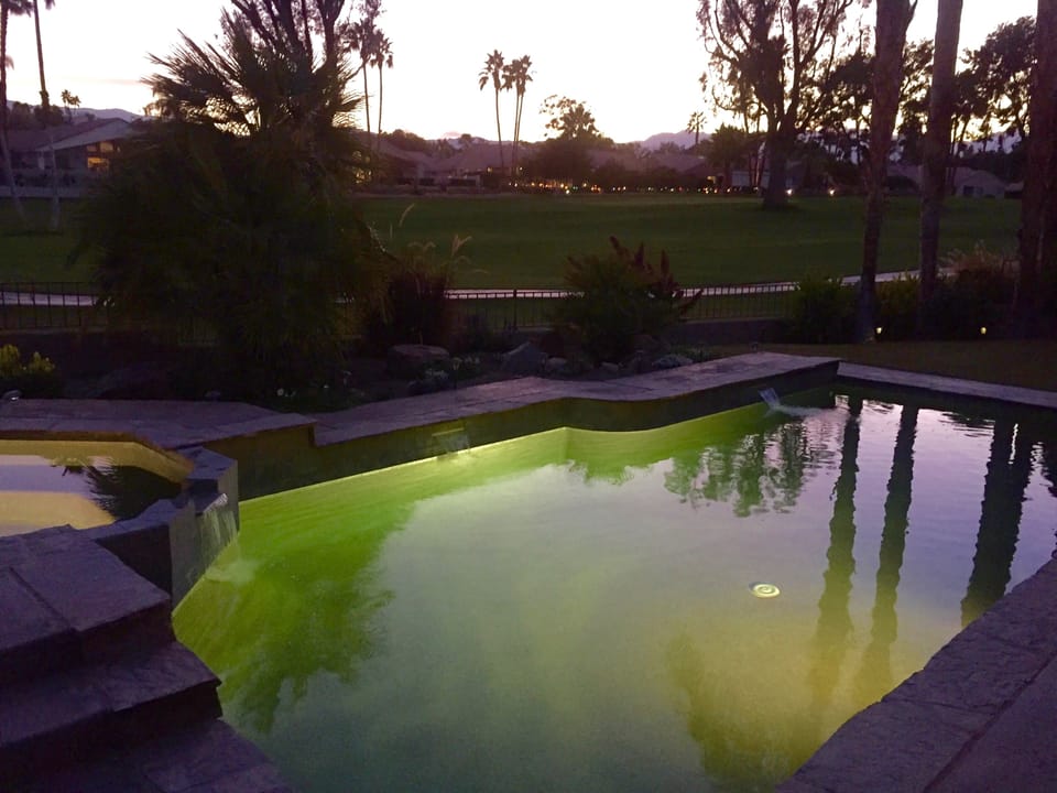 Beautiful dusk view toward fairway and mountains