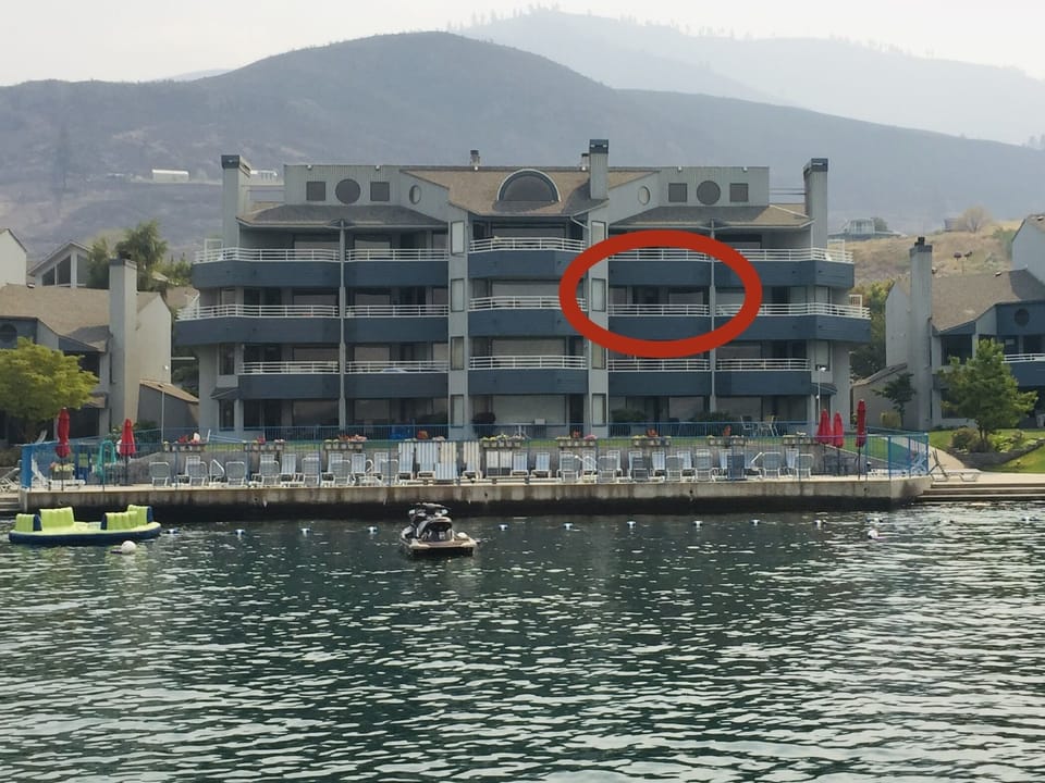 Our unit is circled in red (older photo, color and decks railings are different)