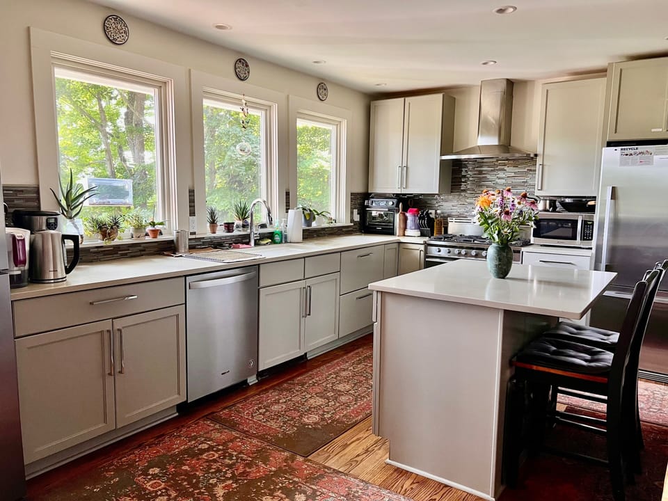 Spacious fully equipped kitchen. Has everything you need to cook a delicious mea