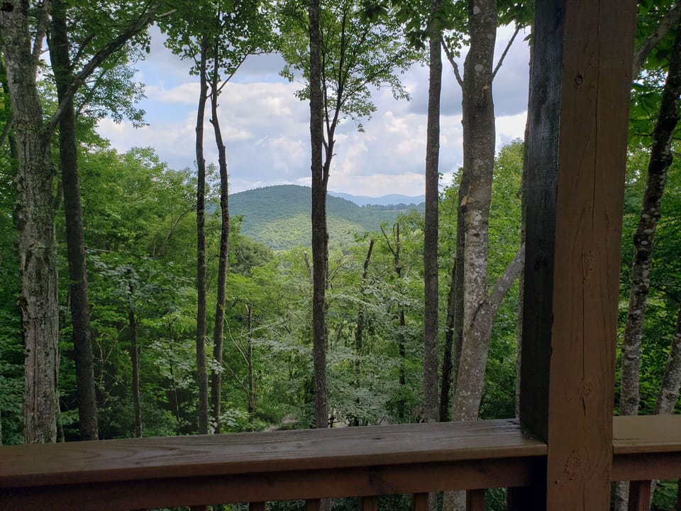 View from the porch, you can see mountains from Tenn and Virginia!
