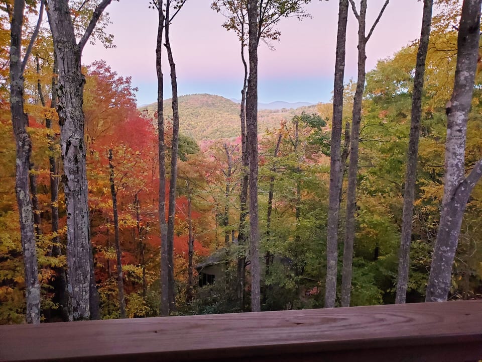 View from the porch, you can see mountains from Tenn and Virginia!