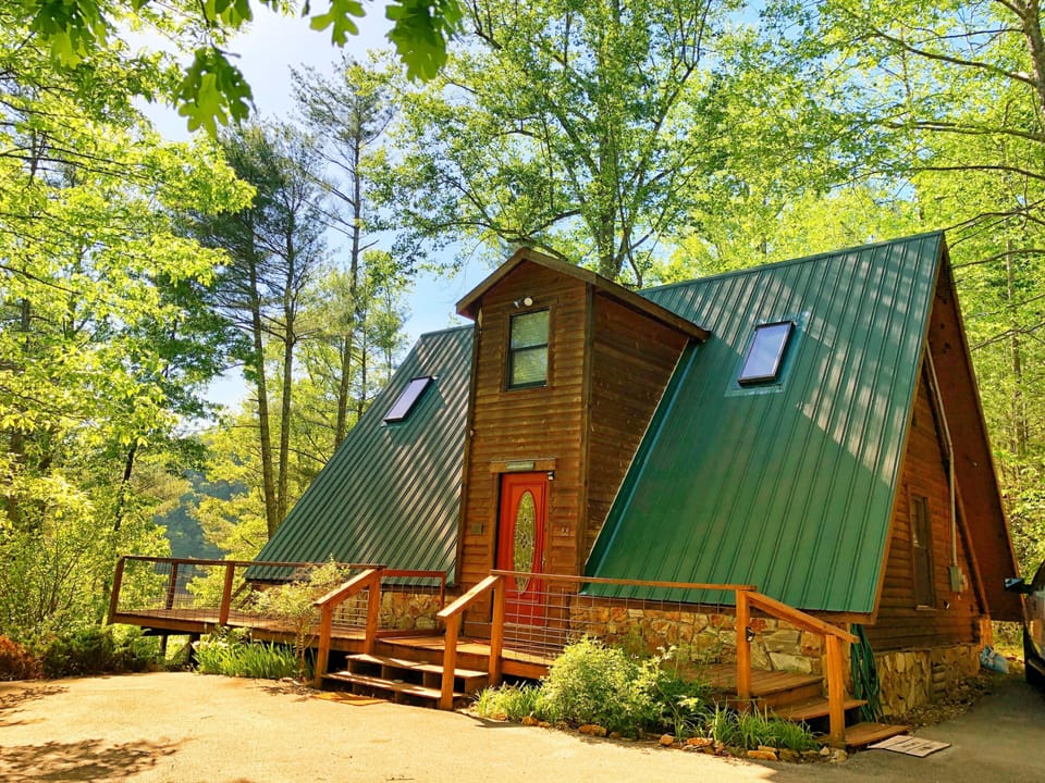 Your view as you arrive, a private getaway on a secluded cove.