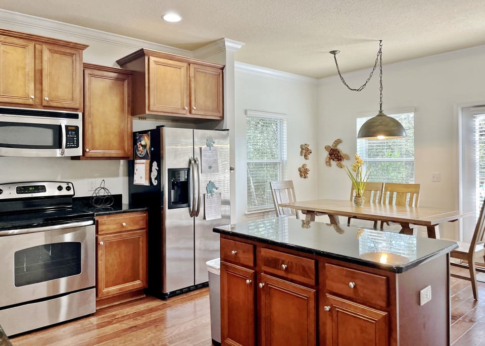 Full sized kitchen.  Includes crock pot, blender, and both regular and Keurig 