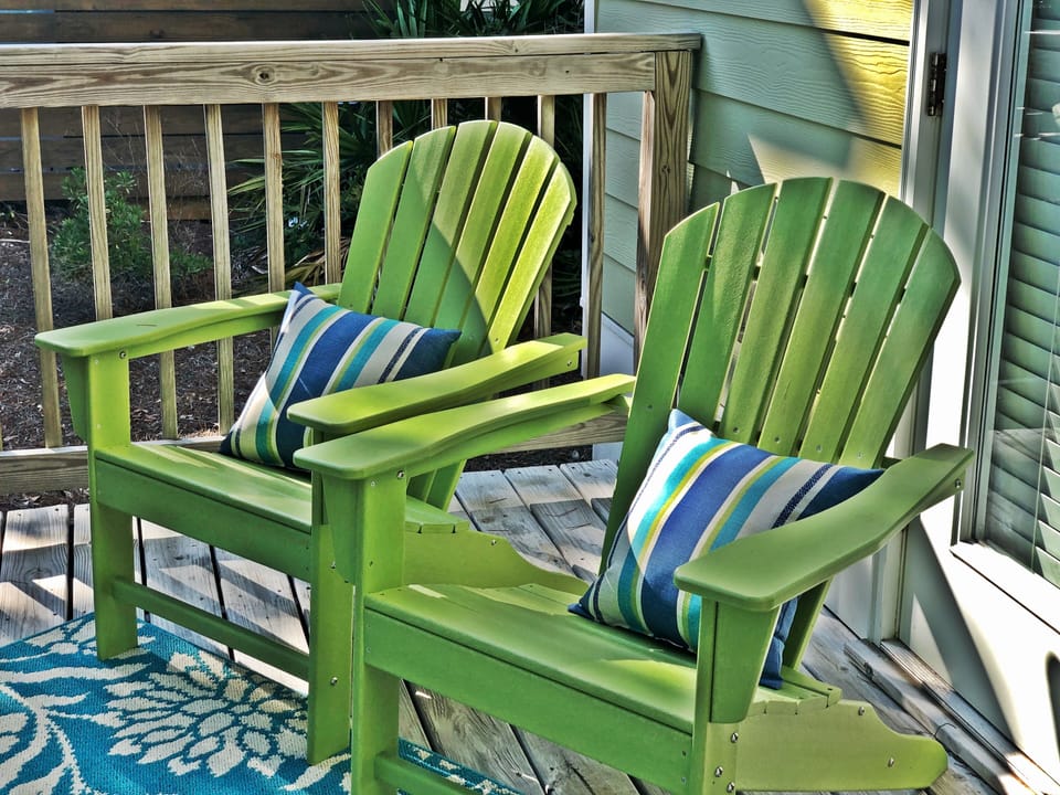 Outdoor seating for a post beach cocktail or your morning cup of coffee
