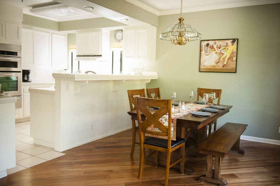 Dining Room Leads to Backyard and Kitchen