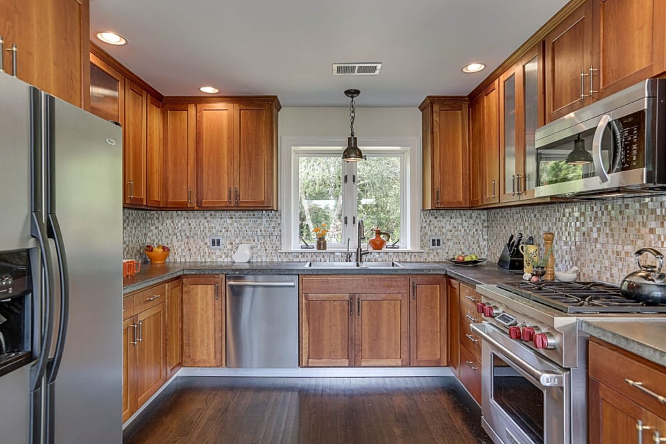 Beautiful cherry wood cabinets