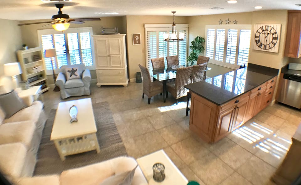 Large open floor plan with light from all around