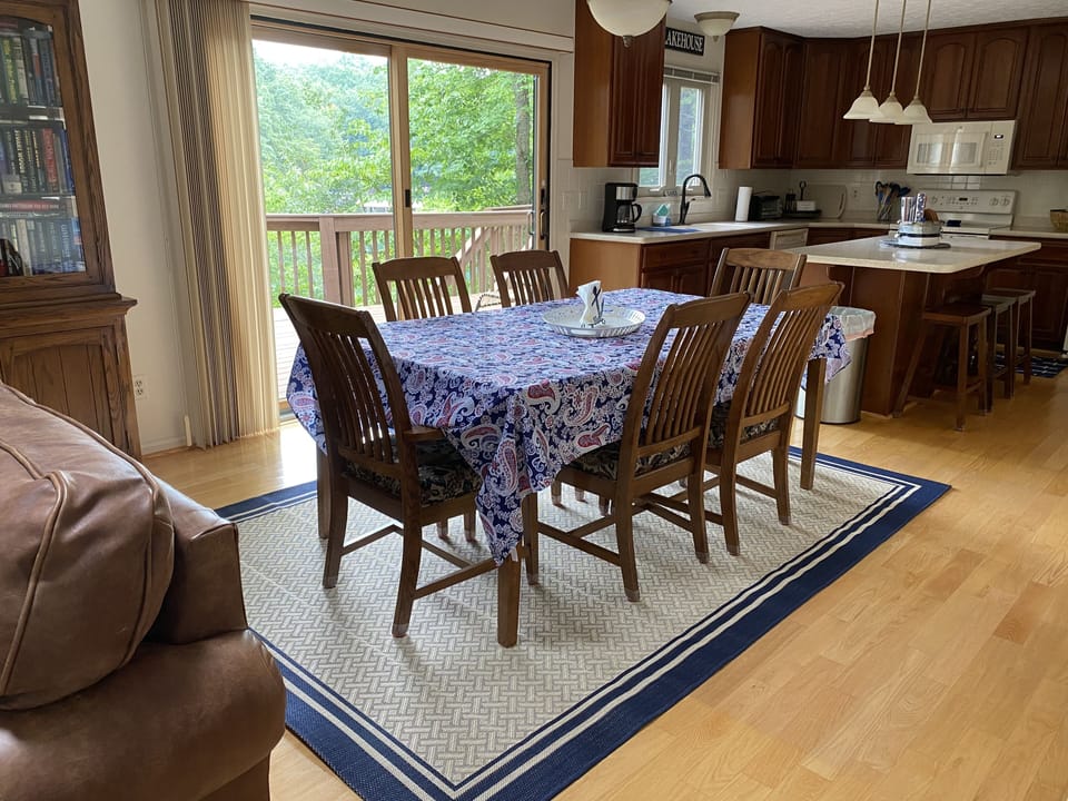 Dining room, with easy access to the deck with grill.