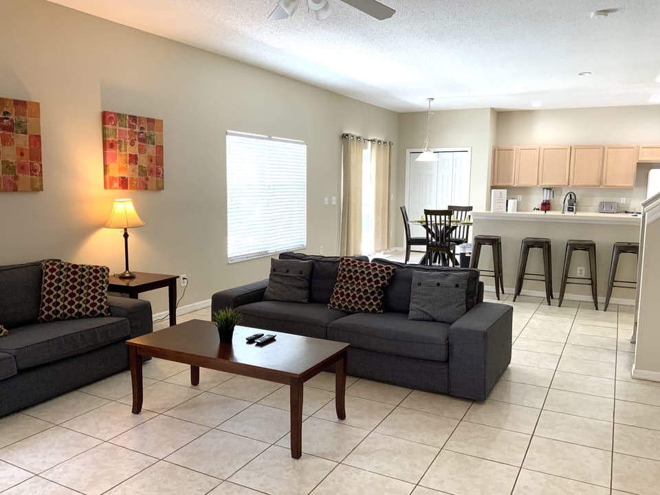 Family room and kitchen area